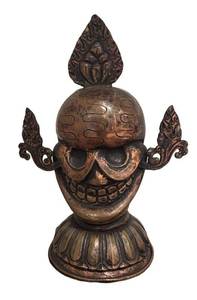LLR - Bronze Tibetan Skull Altar Statue -Buddhist Ritual Figure