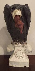 LL - Audrius Januonis Buzzard Sculpture on Rotary Phone Base