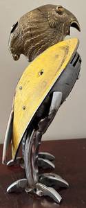 Alan Wadzinski Steampunk Eagle Sculpture with Shield Wings - Metal Art