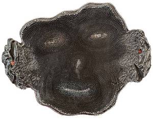 LL - Large Artisan Platter - Black Glazed Dotted Pattern, Andy Naisse