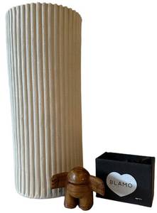 LLC - Signed Artesian Vase & Blamo Hug Wood Figurine