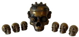 LLC - Pacific Giftware Steampunk Skull Trinket Box with Six Mini Metal Skulls