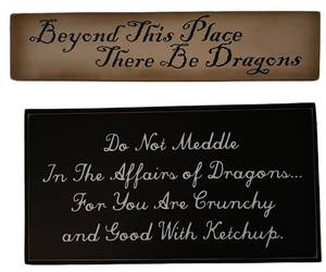 LLC - Dragon Sign Wall Plaques - There Be Dragons & Do Not Meddle in Dragons Affairs