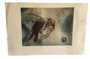 K - The Raven by Tallmadge Doyle  - Line Etching, Aquatint, Signed & Numbered (325)