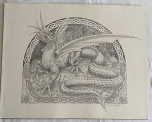 K - Steven Paul Carlson Pencil Sketch Dragon (2002)