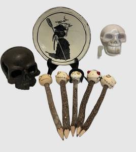 LLR - Skull Decor including Skull Pencils 7 in Long - 6 Pack