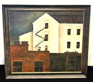 LLS - Original Framed Painting - Abstract Urban Building Scene