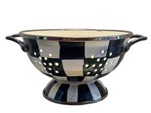 K - Mackenzie Childs Courtly Check Colander with Pedestal Base