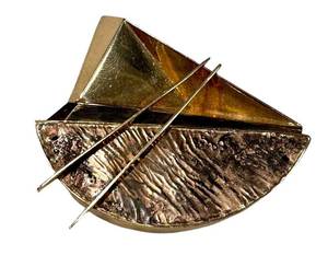Diane Egbert Brooch - Sterling Silver & 14K Gold Geometric Pin
