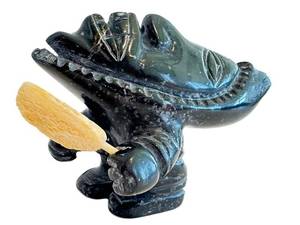 CB - Jamasee Qikiqtarjuao Drum Dancer Inuit Stone Carving - Signed