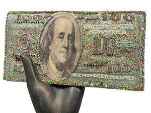 K7 - Anya Hindmarch - Sequin 100 Dollar Bill Clutch - Made in England