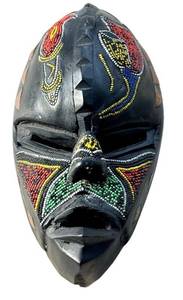 Vintage Beaded Wooden Mask