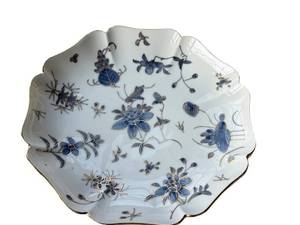 Porcelain Plate - Vintage Floral & Grasshopper Pattern, 8.25-in Diameter