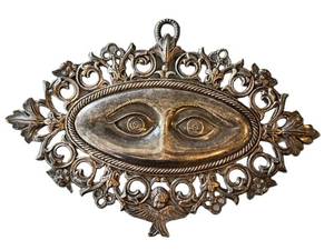 CB - Ex-Voto Eye Plaque - Antique with Ornate Filigree & Angel Motif