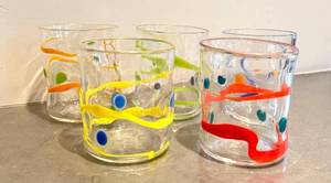 CF - Wackie Ware Hand-Blown Double Old Fashioned Glasses (Lot of 5)