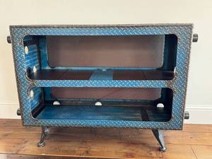 LR - Artisan Steel Bookcase - Industrial Diamond-Plate