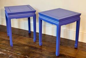 Pair of Purple Painted Asian Style End Tables