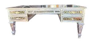 O - Elegant Mirrored Desk With Gold Inlay