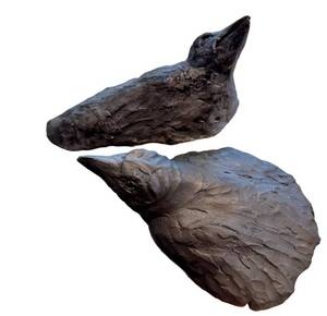 K - Kelly Connole Crow Wall Hangings - Pair, Signed Ceramic Art