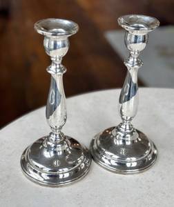 Vintage International Sterling Weighted Candle Holders - 9-Inch Pair