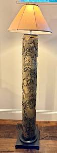 Vintage Wallpaper Roller Floor Lamp - 67 in Tall Bark-Pattern Column