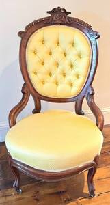 O - Antique Walnut Victorian Chair - Custom Upholstery
