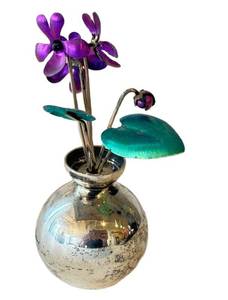 Miniature Sterling Silver Vase with Flowers