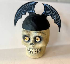 CF - Skull with Bat Wings - Artisan Paper Mach