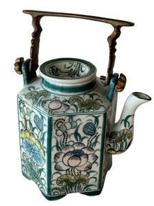 CD - Vintage Hand-painted Porcelain Chinese Hexagonal Teapot