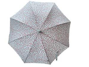 CL - Hunter Umbrella - Floral Red Flower Print on Light Blue Canopy