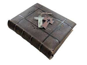 Holy Bible Holmans Edition 1883 - Old & New Testaments with 2 decorative crosses (10x13x4 in)