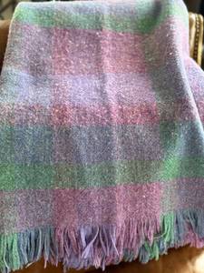 Avoca Handweavers Throw Blanket - 100% Pure New Wool, Multicolor Plaid, Ireland