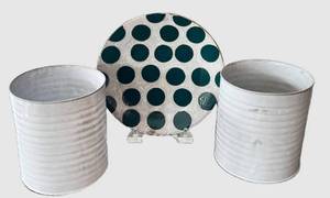 Astier de Villeneuve Paris Plate & 2 Ribbed Cylinders