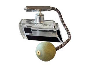 Vintage Perfume Atomizer - Vintage Art Deco Glass with Black Inlays