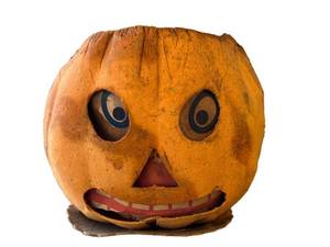 O - Vintage Paper Mache Pumpkin - Decorative Halloween Jack-O-Lantern