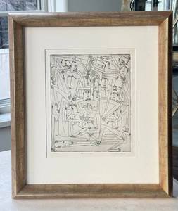 Martin Blass Framed Etching, Pressures (1949)