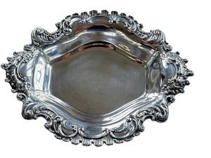 Sterling Silver Tray - Ornate Baroque Border