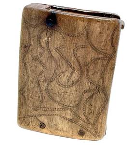 Antique Inuit Sub-Arctic Match Safe (c. 1850s) Pegged Wrought Iron Pins