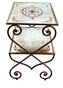 LR - Two-Tier Console Table with Reverse Painted Glass