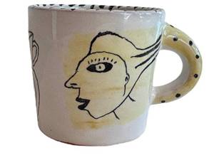 Amy Sabrina 1999 Coffee Mug - Hand-Painted Faces