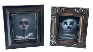KP - Nicholas Harper Original Mini Paintings - Skull on Paper (Lot of 2)