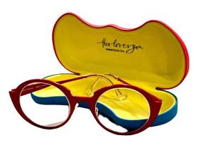 K7 - Eyeglass Frames - Pure Titanium, Made in France, Red Round Style