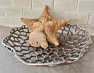 LObjet Decorative Openwork Metal Bowl - Starfish & Sand Dollars