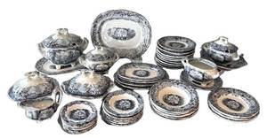 K - Antique Blue & White Transferware Childrens Play Set