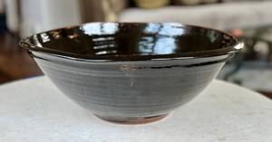 LR - Artisan Ceramic Bowl, Glossy Dark Brown Glaze