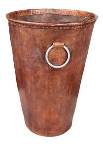 LR - Leather Wastebasket with Ring Handle