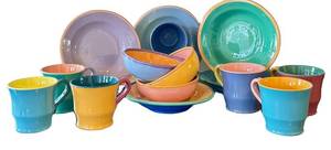 KP - Artisan Ceramic Dishware Set - 6 Soup Bowls, 3 Cereal Bowls, 8 Mugs, Signed Samoll