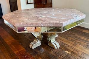 DR - Custom Dining Table 72-Inch Siena Marble - Mirrored Apron & Claw Feet
