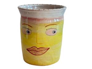 K2 - Amy Sabrina 1994 Hand-Painted Face Ceramic Vase