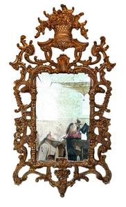 Antique Etruscan Gold Finish Wall Mirror